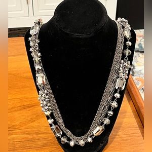 Sparkling Silver and Gunmetal Multimedia Necklace